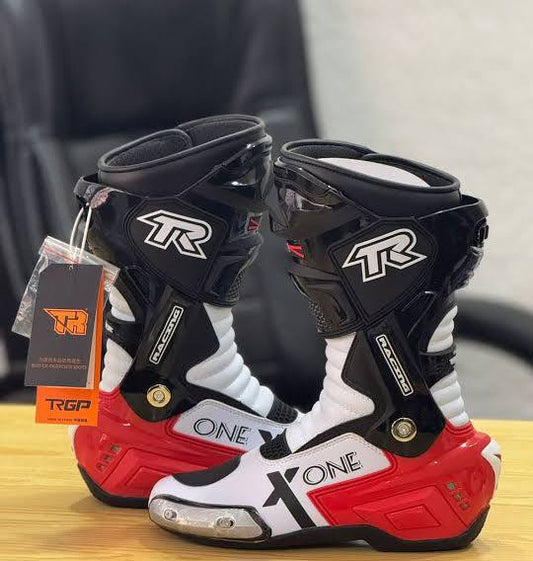 TIGER TR ONE PRO X: Premium White High-Ankle Sport Biker Riding Boots